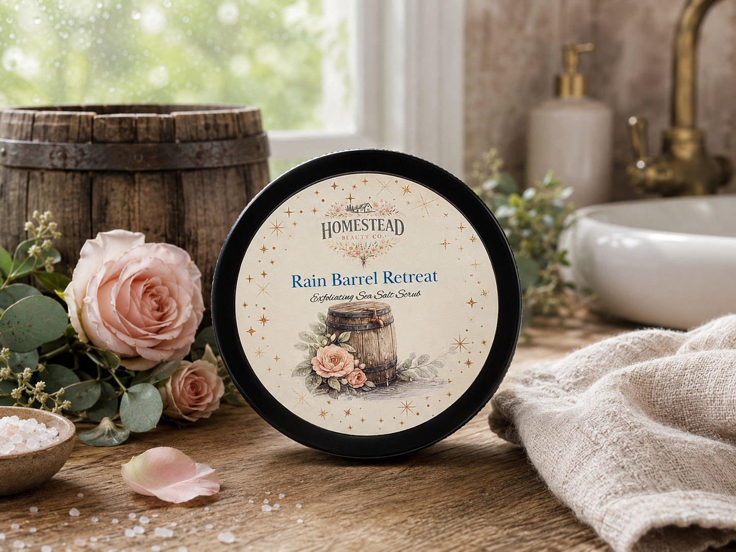 Rain Barrel Retreat Sea Salt Scrub – Fresh Exfoliating Body Scrub