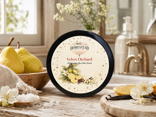 Velvet Orchard Sea Salt Scrub – Exfoliating Vanilla Citrus Body Scrub