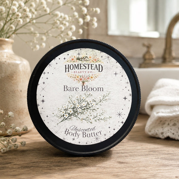 Bare Bloom Body Butter – Unscented Moisturizer for Dry Skin